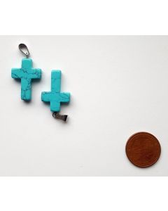 Anhänger, 2,5 cm (Kreuz mit Öse), 1 Stück, Türkis