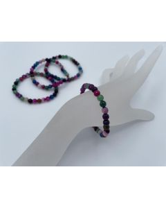 Armband, gefärbter Achat, multi, facettierte Kugeln, 6 mm, 1 Stück