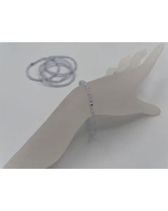 Armband, Chrom-Diopsid (facettiert) und Echtsilberkugel, 4 mm Kugeln, 1 Stück