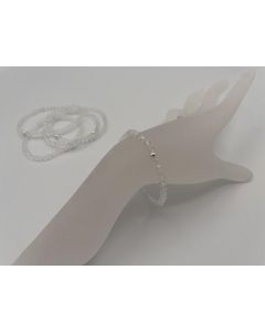 Armband, Bergkristall (facettiert) und Echtsilberkugel, 4 mm Kugeln, 1 Stück