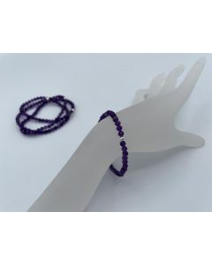 Armband, Amethyst (facettiert) und Echtsilberkugel, 4 mm Kugeln, 1 Stück