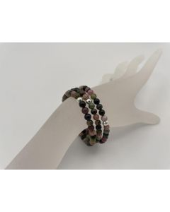 Bracelet, tourmaline (multicolour) and a real silver sphere, 3,5 mm spheres, 1 piece
