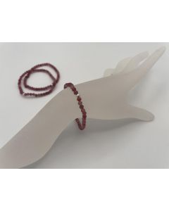 Bracelet, tourmaline (pink) + silver, 4 mm spheres, faceted, 1 piece