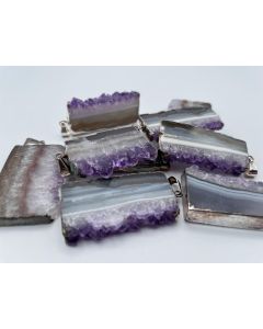 Amethyst-Scheibe in Metallfassung; silber; 1 Stück