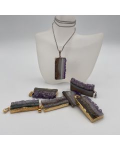Amethyst-Scheibe in Metallfassung; gold/silber, gemischt; 10 Stück
