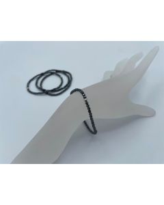 Armband, Hämatit (facettiert) und Echtsilberkugel, 3 mm Kugeln, 1 Stück