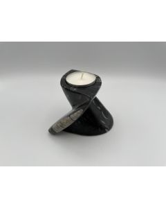 Orthoceras candle ligth, twisted - candle holder, black/white, 1 piece