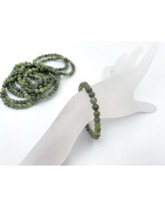 Armband, Jade, dunkelgrün, 6 mm Kugeln, 1 Stück