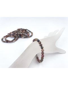 Bracelet, petrified wood, 6 mm spheres, 1 piece