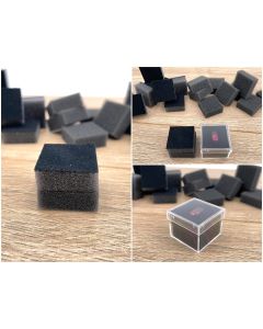 Gemstone Box with lid, Micromount Box; with black inlay, 1 x 1 x 4/5 inch (28 x 28 x 22 mm); bag of 100 pcs
