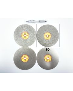 Diamond lap; 15 cm (6") diameter, 80 grit , approx. 1.2 mm (1/20”) thickness, 12.7 mm (1/2”) arbor size; 1 piece