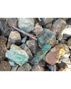 Blauer Chalcedon (Calzedon) mit Malachit; Bolivien; 100 kg