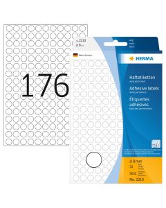 Adhesive lables (dots) white, 8 mm diameter, 1 package, Made in Germany (!)