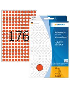 Adhesive lables (dots) red, 8 mm diameter, 1 package, Made in Germany (!)