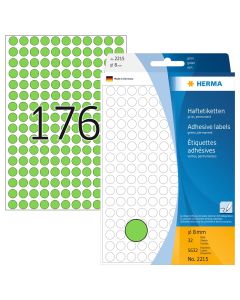 Adhesive lables (dots) green, 8 mm diameter, 1 package, Made in Germany (!)