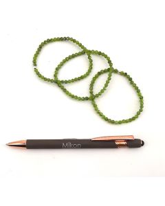 Armband, Jade dunkelgrün (facettiert) und Echtsilberkugel, 4 mm Kugeln, 1 Stück