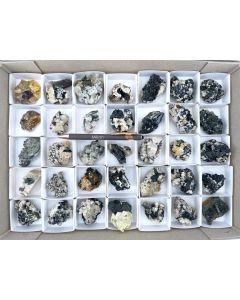 Aegirine xls, Zircon xls, Pyrochlore xls; on matrix; Mt. Malosa, Zomba, Malawi; 1 unique flat (400)