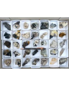 Aegirine xls, Smoky Quartz xls, Zircon xls, Siderite xls; on matrix, Mt. Malosa, Zomba, Malawi; 1 unique flat (406)