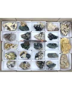 Aegirine xls, Feldspar xls, Smoky Quartz xls; on matrix, Mt. Malosa, Zomba, Malawi; 1 unique flat (421)