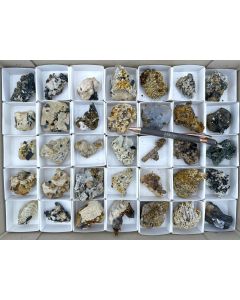 Aegirine xls, Zircon xls, Parisite xls, Smoky Quartz xls, Feldspar xls, Siderite xls; Mt. Malosa, Zomba, Malawi; 1 unique flat (426)