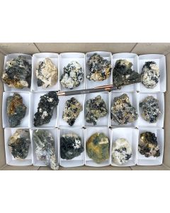 Aegirine xls, Zircon xls, Caysichite xls; Mt. Malosa, Zomba, Malawi; 1 unique flat (446)