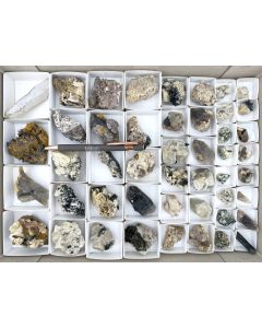 Aegirine xls, Feldspar xls, Zircon xls, Smoky Quartz xls, Pseudomorph xls; Mt. Malosa, Zomba, Malawi; 1 unique flat (467)