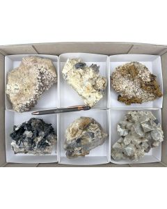 Aegirine xls, Feldspar xls, Smoky Quartz xls, Siderite xls; Mt. Malosa, Zomba, Malawi; 1 unique flat (516)