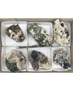 Aegirine xls, Smoky Quartz xls, Zircon xls, Feldspar xls; Mt. Malosa, Zomba, Malawi; 1 unique flat (517)