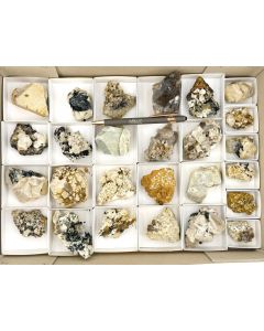 Aegirine xls, Feldspar xls, Smoky Quartz xls, Siderite xls; Mt. Malosa, Zomba, Malawi; 1 unique flat (524)