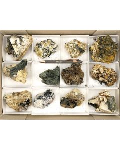 Aegirine xls, Feldspar xls; Mt. Malosa, Zomba, Malawi; 1 unique flat (533)