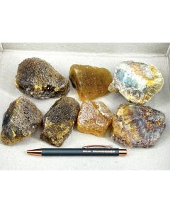 Fluorit, Honigfluorit; gelb-bunt, Namibia; NS; 1 Partie mit 7 Stück