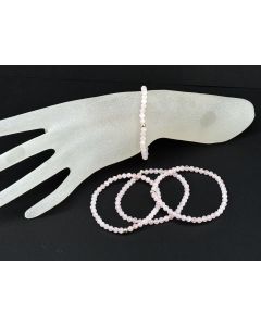 Bracelet, rose quartz (faceted) and a real silver sphere, 4 mm spheres, 1 piece