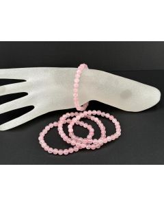 Bracelet, rose quartz, 6 mm spheres, 1 piece