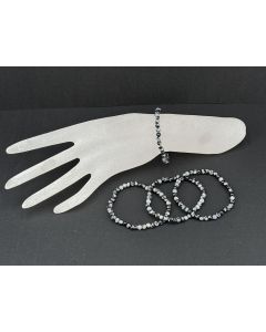 Bracelet, Snowflake Obsidian, 4 mm spheres, 1 piece
