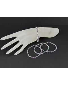 Armband, Fluorit (facetiert) und Echtsilberkugel, 4 mm Kugeln, 1 Stück