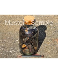 Opal, Black Gem Opal; in big glass bottle; Honduras; 1 piece 