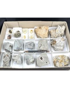 Celestine, Topaz xls etc.; Rüdersdorf/Schneckenstein, Germany; 1 flat; unique
