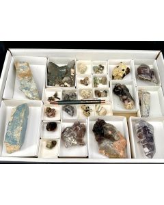 Amethyst, Foitite xls etc.; Brandberg, Namibia; 1 flat; unique
