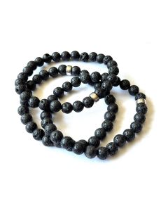 Armband für Herren mit Echtsilberkugel, Lava, rau, 8 mm Kugeln, 1 Stück