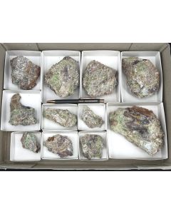 Creaseyit xx, ged. Gold, Mimetesit xx, Wulfenit xx; Tiger, AZ, USA; 1 Steige; Unikat (5)