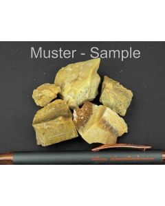 Fossil (petrified) wood with green and yellow opal; rough; Garut, Java, Indonesia; 100 g