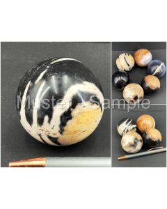 Fossilized (petrified) wood; sphere; polished; Sumatra, Indonesia; 1 piece
