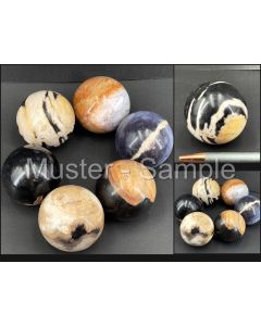 Fossilized (petrified) wood; sphere; polished; Sumatra, Indonesia; 10 pieces