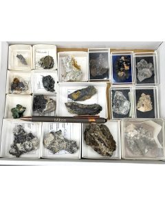 Gemischte Mineralien; Harz, Deutschland; 1 Halbformat Steige; Unikat