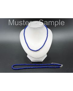 Kette aus 4 mm Lapis-Lazuli Kugeln mit Echtsilberverschlu&szlig;, 45 cm lang, 1 St&uuml;ck
