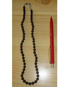 Necklace with 6 mm Schorl (Tourmaline) spheres, 45 cm long, 1 piece