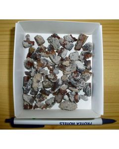 Topaz crystals on little matrix, Mexico, 1 boxed flat