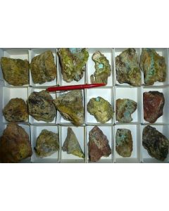 Wickenburgite, raygrantite, creaseyite, fornacite etc., Evening Star Mine, AZ, USA, 1 microbag (micro bag)