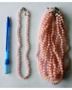 Necklace with 6 mm rose quartz spheres, 45 cm long, 1 piece