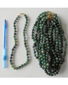 Necklace with 8 mm moss agate spheres, 45 cm long, 1 piece